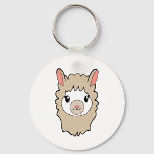 Cute Llama Ansikte Teckning Nyckelring