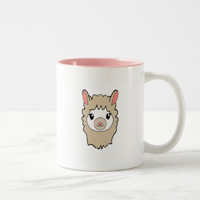 Cute Llama Ansikte Teckning Två-Tonad Mugg (Höger)