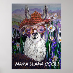 ... Cute Llama Art with Glass. och konst Poster