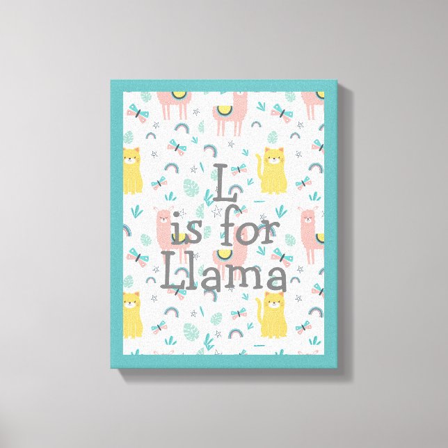 Cute Llama Baby Nursery Decor Canvastryck (Framsida)