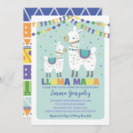 Cute Llama Baby Shower Alpaca Pojke Llama Mamma Inbjudningar