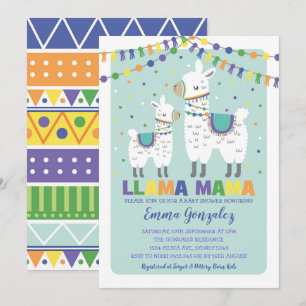 Cute Llama Baby Shower Alpaca Pojke Llama Mamma Inbjudningar