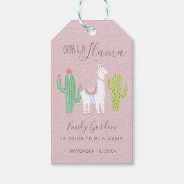 Cute Llama Baby Shower Succulents-rosa Presentetikett
