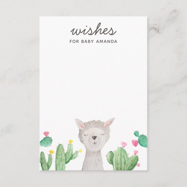 Cute Llama Baby Shower Wishes | Alpaca Activity Tilläggskort (Framsida)