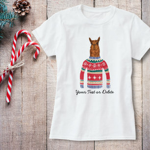 Cute Llama bär Lynt Ljug Fult Julsötare T-shirt