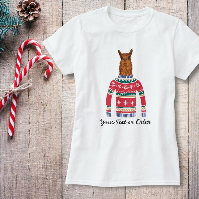 Cute Llama bär Lynt Ljug Fult Julsötare Tee (Skapare uppladdad)