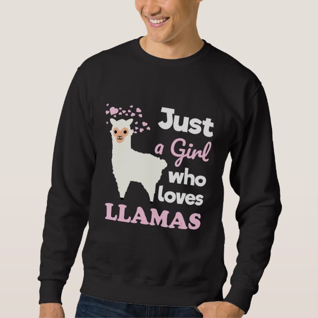 Cute Llama Bara en flicka som Kärlek Llamas Llama  Lång Ärmad Tröja (Framsida)