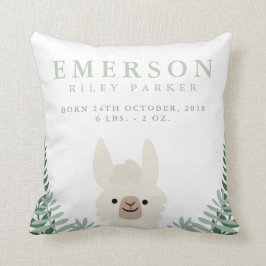 Cute Llama Birth Announation Stats Nursery Pillow Kudde