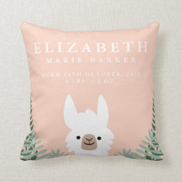 Cute Llama Birth Announation Stats Nursery Pillow Kudde
