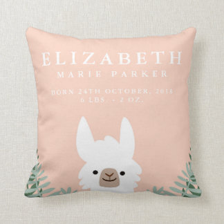 Cute Llama Birth Announcement Stats Nursery Pillow Kudde
