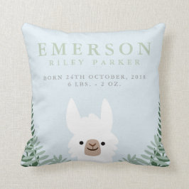 Cute Llama Birth Announcement Stats Nursery Pillow Kudde