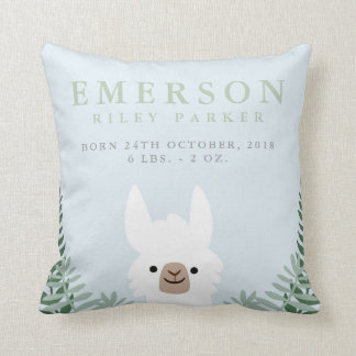 Cute Llama Birth Announcement Stats Nursery Pillow Kudde