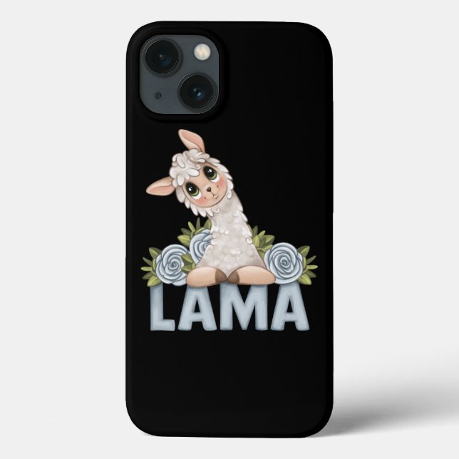 CUTE LLAMA BLOMMIGT Fodral-Mate iphone case (Baksida)
