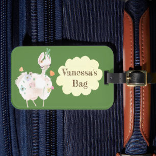 Cute Llama Blommigt Kids Bagagebricka