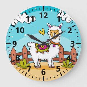 Cute Llama Child's Room Wall Clock Stor Klocka