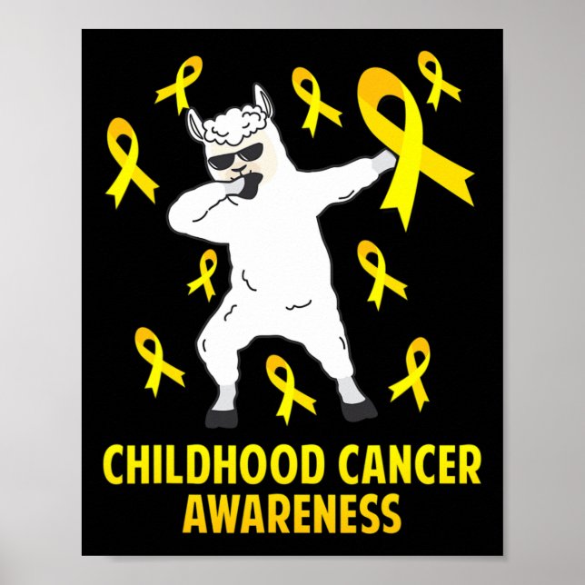 Cute Llama Dabbing Warrior Childnature Cancer Awar Poster (Framsidan)