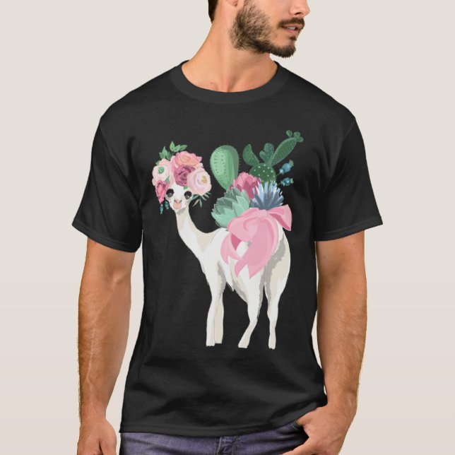 Cute Llama Drama Flower Child Pagan Tradition Kids T Shirt (Framsida)