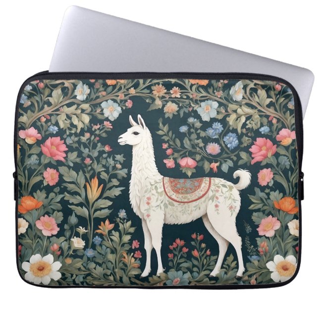 Cute Llama Elegant Blommigt Laptop Fodral (Framsidan)