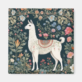 Cute Llama Elegant Blommigt Magnet