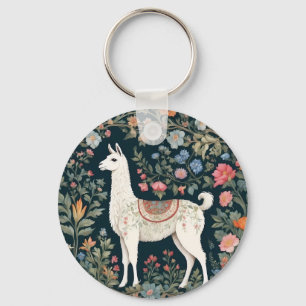 Cute Llama Elegant Blommigt Nyckelring