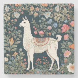 Cute Llama Elegant Blommigt Stenunderlägg