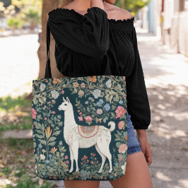 Cute Llama Elegant Blommigt Tygkasse