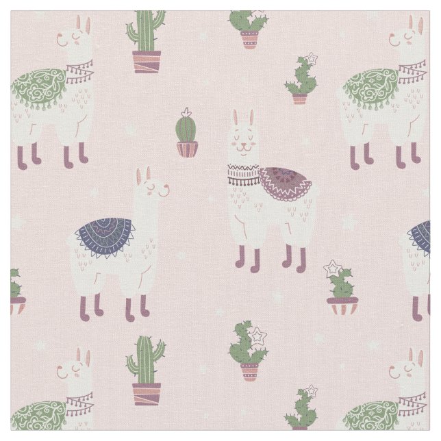 Cute Llama Fabric Tyg (Närbild)