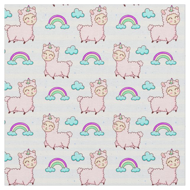 Cute Llama Fabric Tyg (Närbild)
