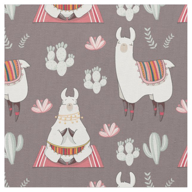 Cute Llama Fabric Tyg (Närbild)