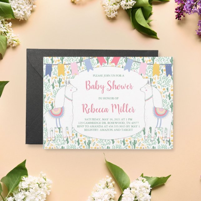 Cute Llama Fiesta Baby Shower Inbjudningar (Skapare uppladdad)