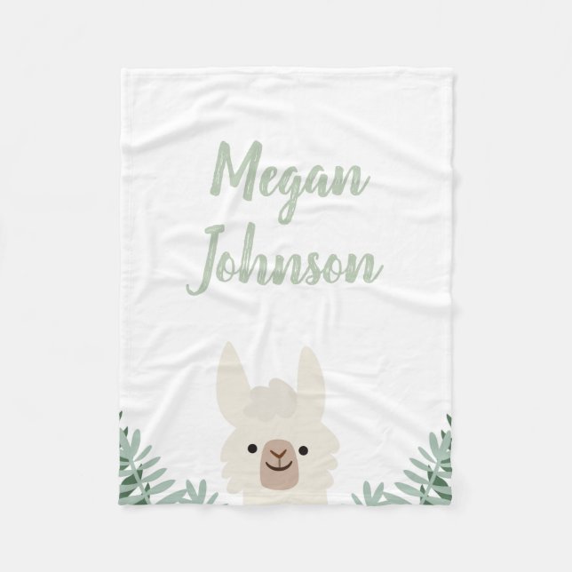 Cute Llama Flebit Blanket Fleecefilt (Framsidan)