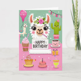 Cute Llama-födelsedagskort Kort