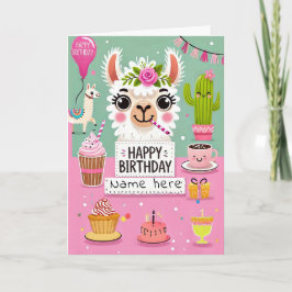 Cute Llama-födelsedagskort Kort