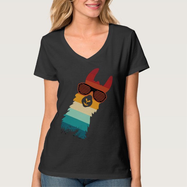 cute llama for llama and alpaca  retro t shirt (Framsida)