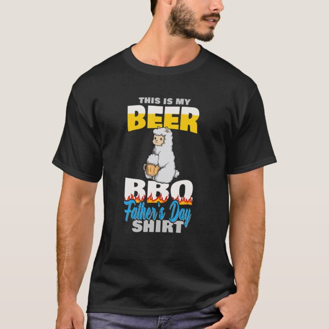 Cute Llama Funny Bbq Grilling Beer Älskare Pappor T Shirt (Framsida)