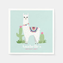 Cute Llama Girl's Födelsedagsfest Pappersservett