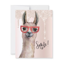 Cute Llama Girly Rosa Glitter tänker på dig