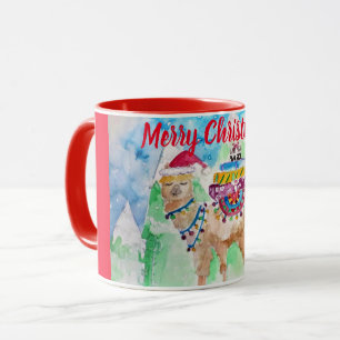 Cute Llama God jul art Girls Dam Mugg