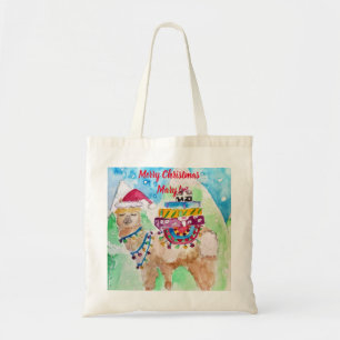 Cute Llama God jul art Girls Toxt Bag Tygkasse