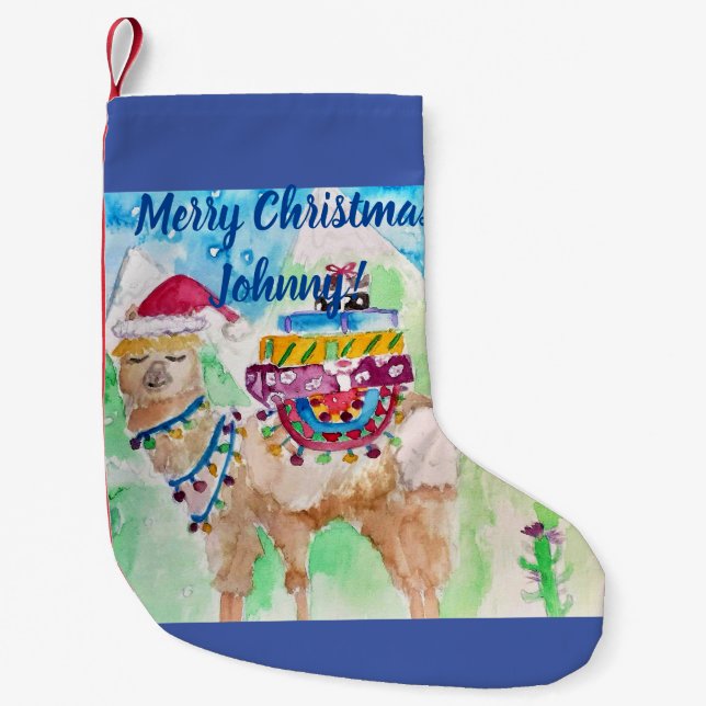Cute Llama God jul Boys Barn Stocking Liten Julstrumpa (Framsidan)
