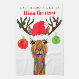 Cute Llama God jul Kitchen Towel Kökshandduk