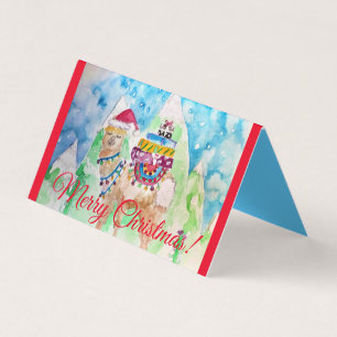 Cute Llama God jul Red Card-uppsättning Kort