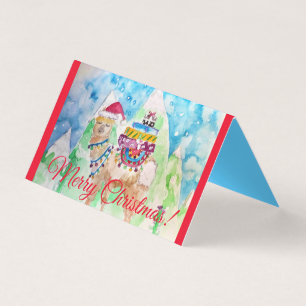 Cute Llama God jul Red Card-uppsättning Kort