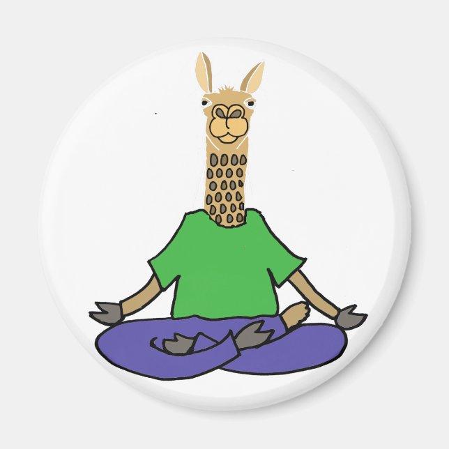 Cute Llama gör Yoga Tecknad Magnet (Framsidan)
