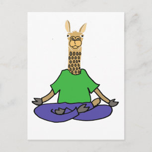 Cute Llama gör Yoga Tecknad Vykort