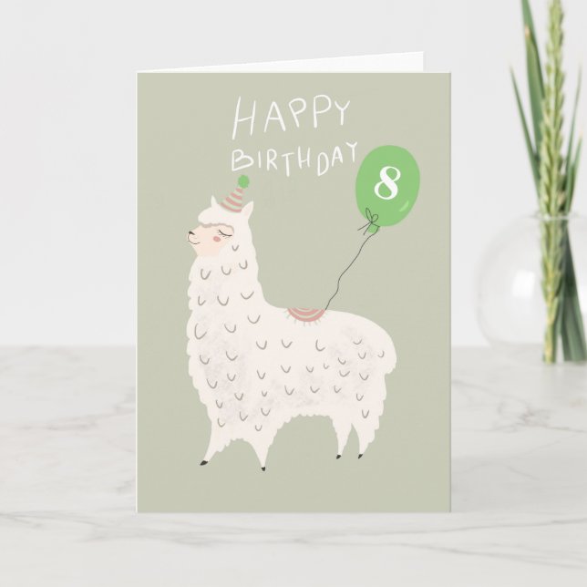 Cute Llama Grattis på födelsedagen Kort (Framsida)