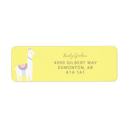 Cute Llama-gulten för babydusch är könsneutral bru Returadress Etikett