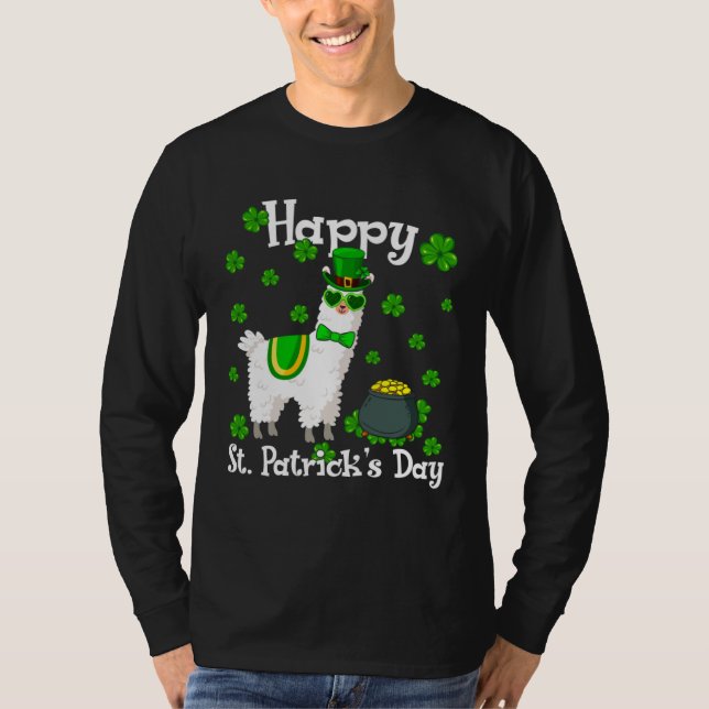 Cute Llama  Happy St Patrick s Day Shamrock Irish T Shirt (Framsida)