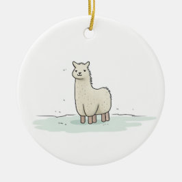 Cute Llama Illustration - Lugn Llama - Adworthy oc Julgransprydnad Keramik