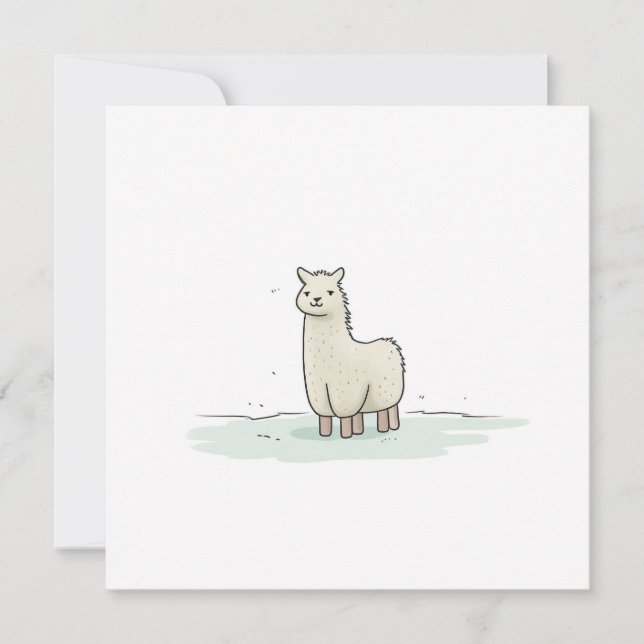 Cute Llama Illustration - Lugn Llama - Adworthy oc Julkort (Framsida)